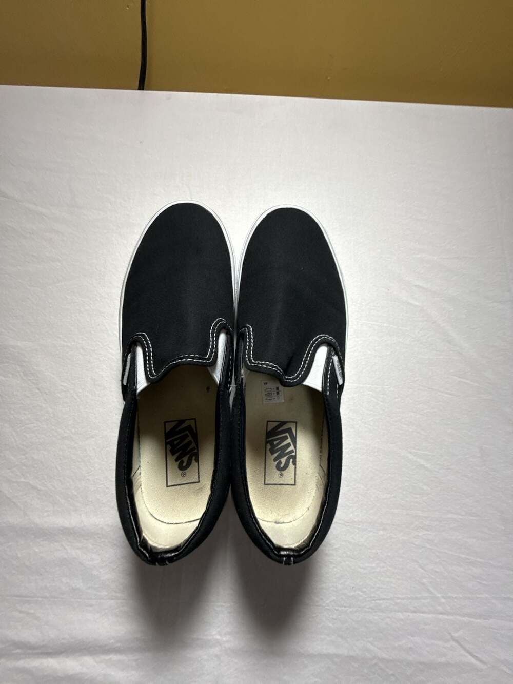 Vans Classic Slip-On Stackform Black White Canvas Skate Shoes Size 7.5 Men / 9 W